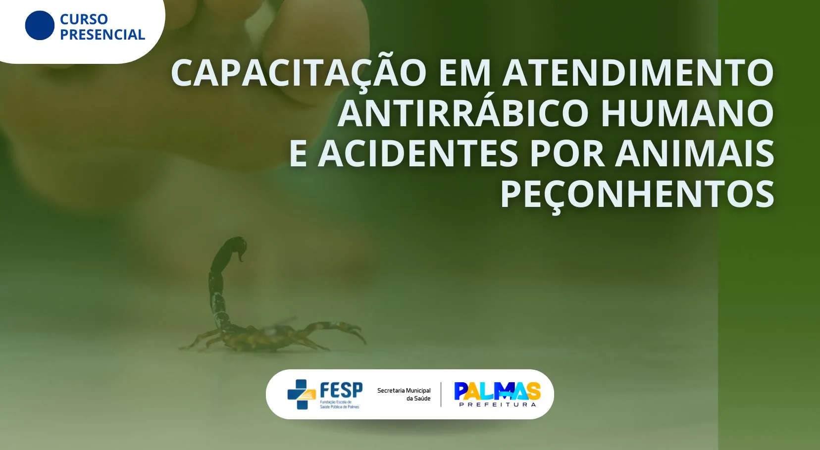 Inscrições abertas para capacitação em Palmas em Atendimento Antirrábico Humano e Acidentes com Animais Peçonhentos | Prefeitura Municipal de Palmas
